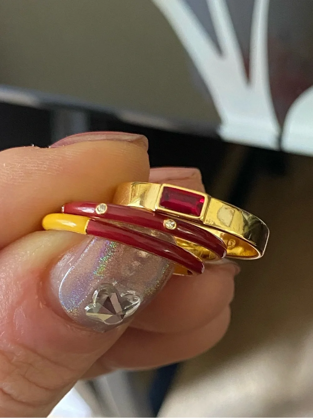 Pura Vida Yellow and Red Stacked Ring Set - Picture 3 of 7